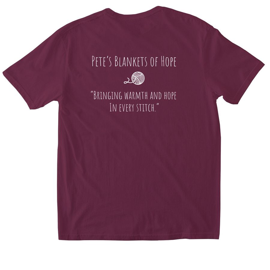 The Crocheter Tarot Card., a Maroon Softstyle Cotton Tee (back-view)