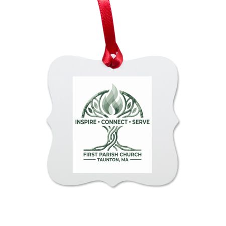Inspire, Connect, Serve, a White Aluminum Square Ornament
