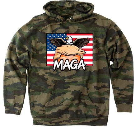 MAGA Hair Tees & Hoodies, a Forest Camo Heavyweight Camo Pullover Hoodie