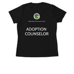 DRY FIT&nbsp;Adoption Counselor - Black/White Logo, a Black Women's Performance Tee (back-view)