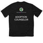 DRY FIT&nbsp;Adoption Counselor - Black/White Logo, a Black Classic Performance Tee (back-view)