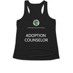DRY FIT&nbsp;Adoption Counselor - Black/White Logo, a Black Women's Performance Tank (back-view)