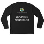 DRY FIT&nbsp;Adoption Counselor - Black/White Logo, a Black Unisex Performance Long Sleeve Tee (back-view)
