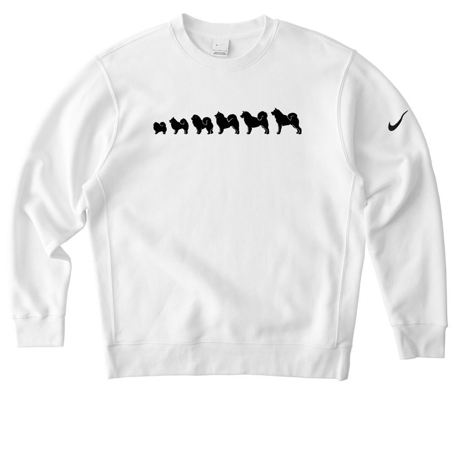 Nordic + Spitz Breeds Nike Collection, a White Nike Club Fleece Crewneck Sweatshirt