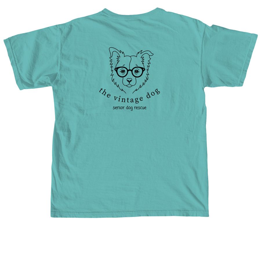 Pairs Well With Senior Dogs Black, a Seafoam Comfort Colors Unisex Tee (back-view)