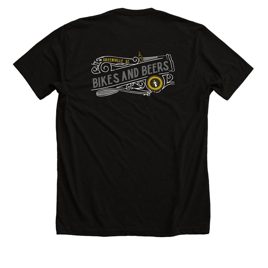 Official Bikes and Beers Style, a Solid Black Blend Premium Unisex Tee (back-view)