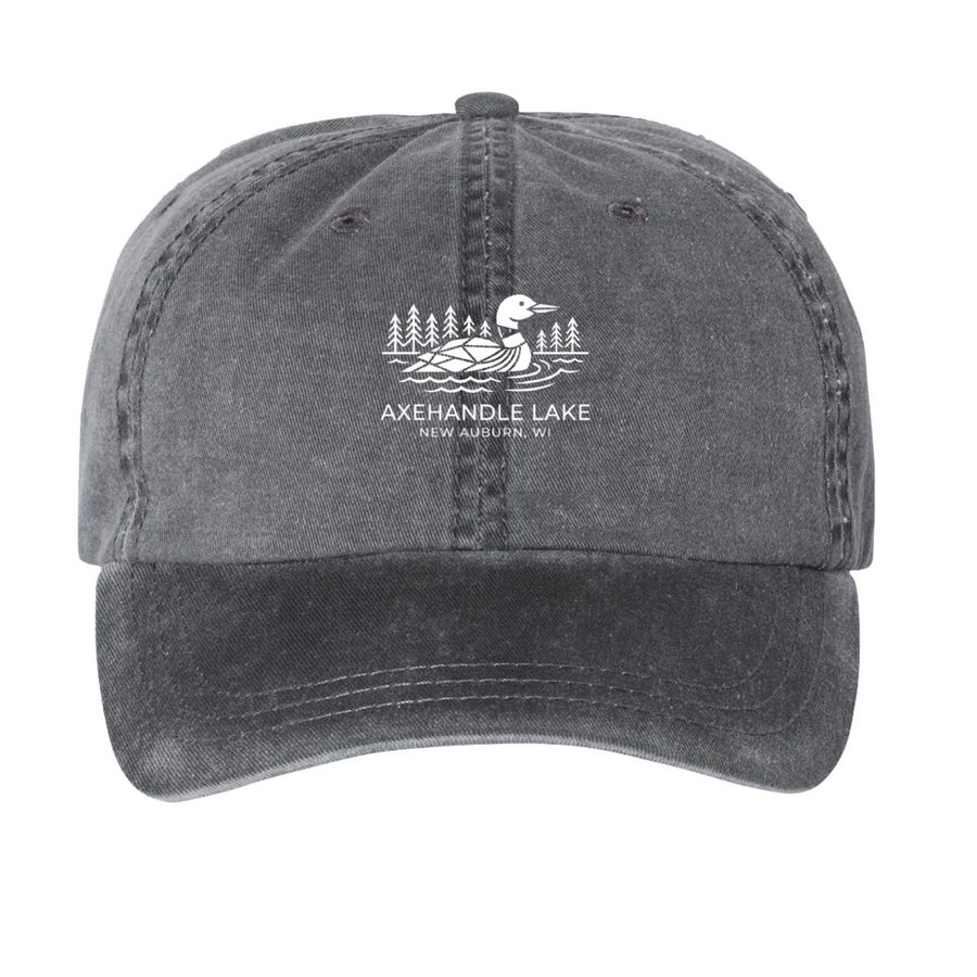 Hats with White Logo, a Black Printed Pigment Dye Baseball Cap