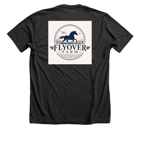 Flyover Farm Logo, a Dark Grey Heather Premium Unisex Tee (back-view)