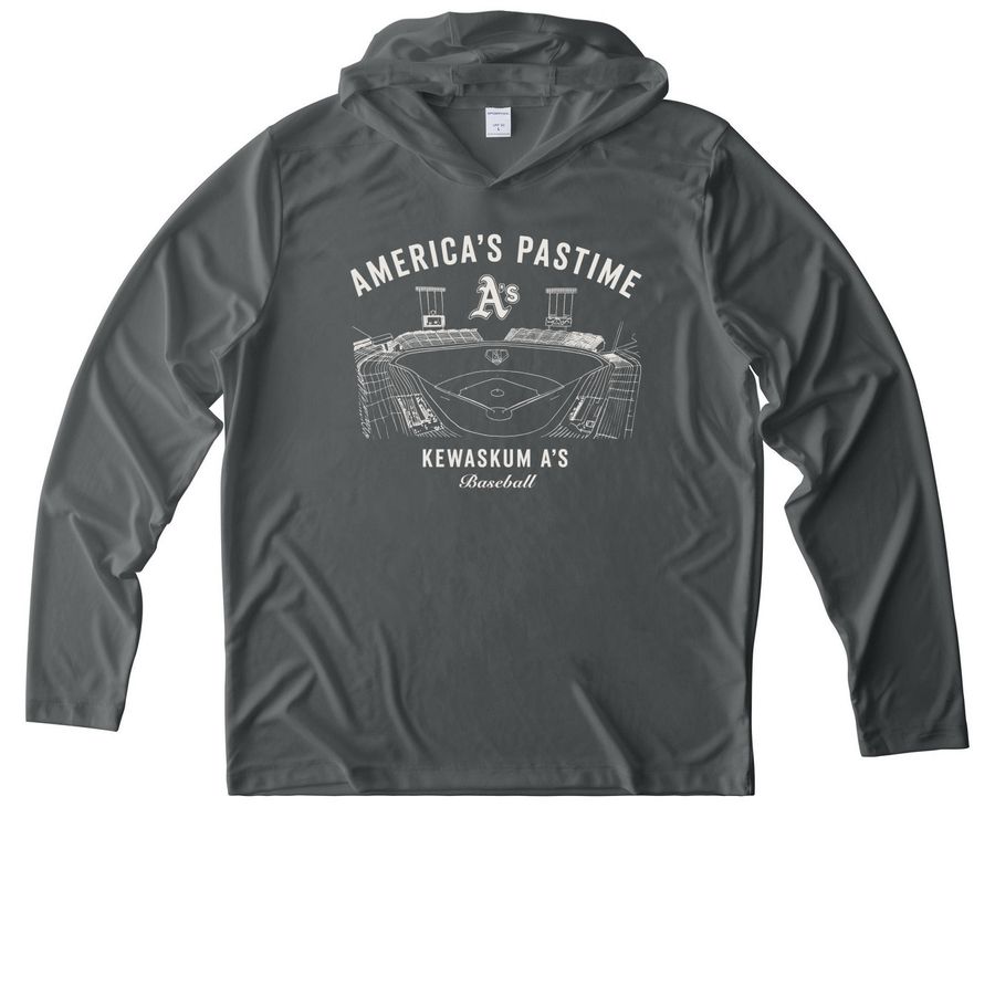 Kewaskum A's America's Pastime Nike Line, a Dark Smoke Grey UV Performance Long Sleeve Hoodie