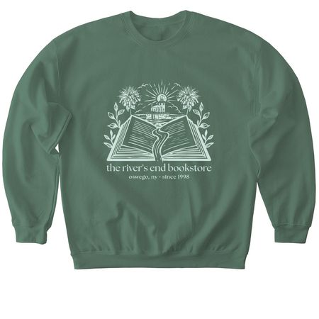 river's end bookstore shirt, a Military Green Softstyle Crewneck Sweatshirt