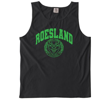 Preppy Peppy Green (100% cotton), a Black Comfort Colors Tank Top