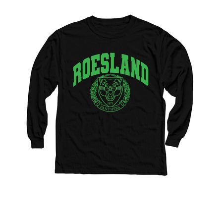 Preppy Peppy Green (100% cotton), a Black Youth Long Sleeve Tee