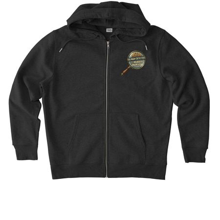 Too Many Detectives No Cast List, a Dark Heather Grey Stanley/Stella Unisex Cultivator 2.0 Zip Up Pullover Hoodie