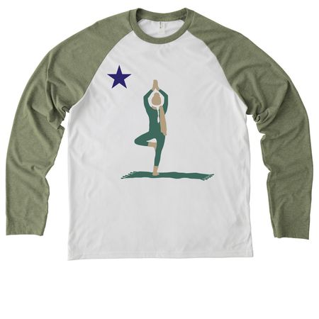 Maine Yogis&nbsp;??, a Olive You Green/ Bright White Allmade Eco Triblend Colorblock Raglan Long Sleeve Tee