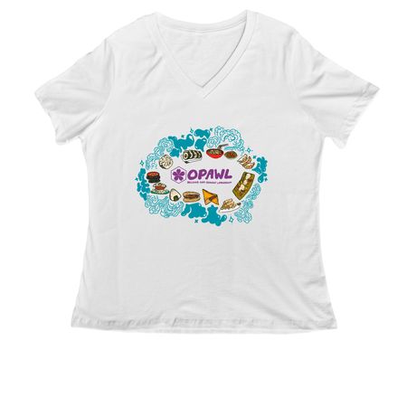 OPAWL APAHM 2026, a White Women's Relaxed V-Neck Tee