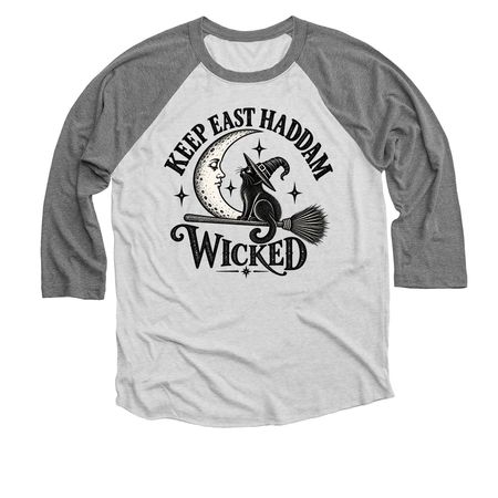 Keep East Haddam Wicked, a Premium Heather and Heather White 3/4 Sleeve Baseball Tee