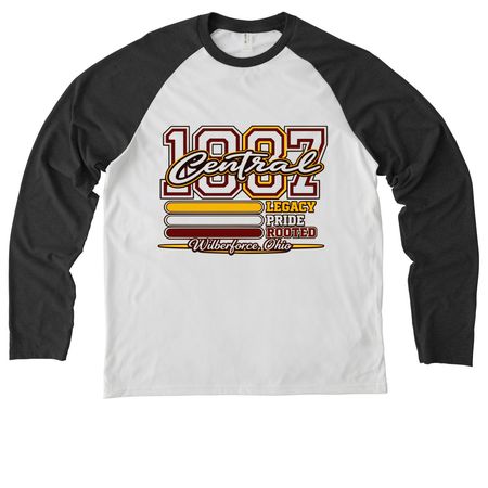 "LEGACY PRIDE"&nbsp;, a Space Black/ Bright White Allmade Eco Triblend Colorblock Raglan Long Sleeve Tee