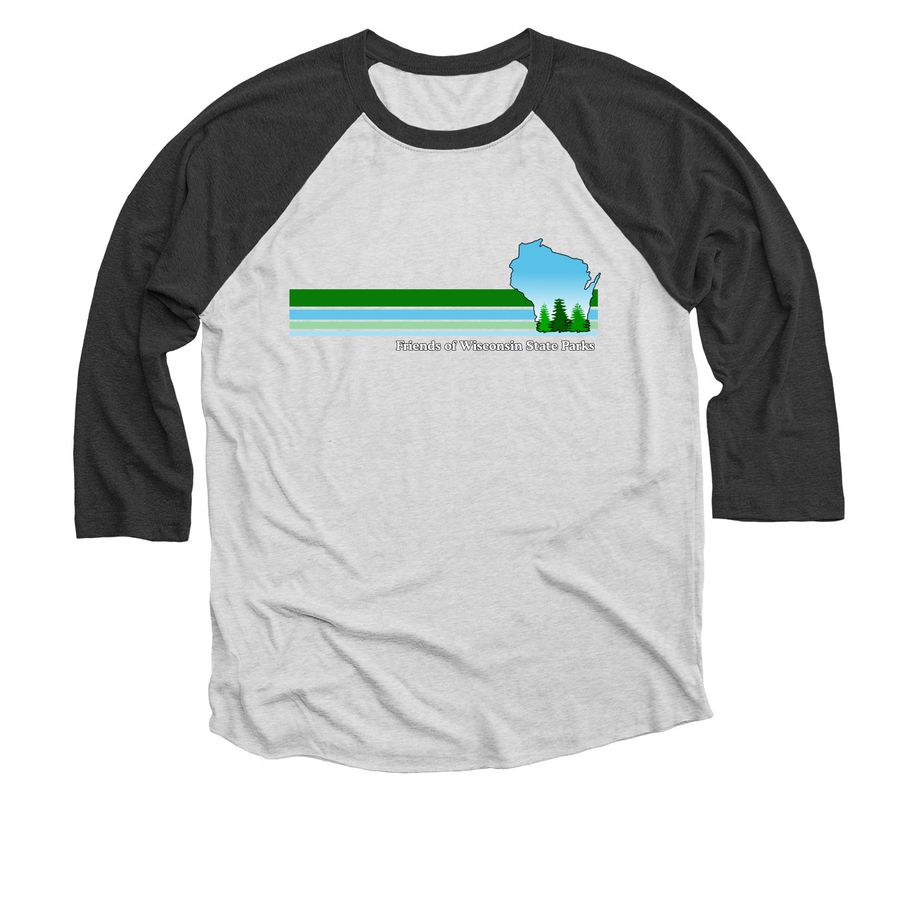 Friends of Wisconsin State Parks 30th Anniversary, a Black and Heather White 3/4 Sleeve Baseball Tee