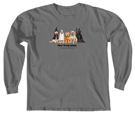 Paws-itively Spooky, a Grey Comfort Colors Long Sleeve Tee
