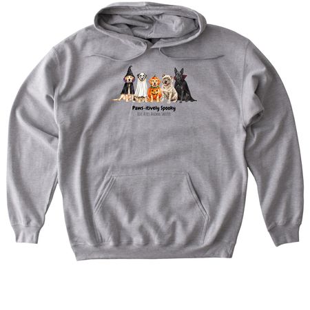 Paws-itively Spooky, a Sport Grey Gildan Softstyle Pullover Hoodie