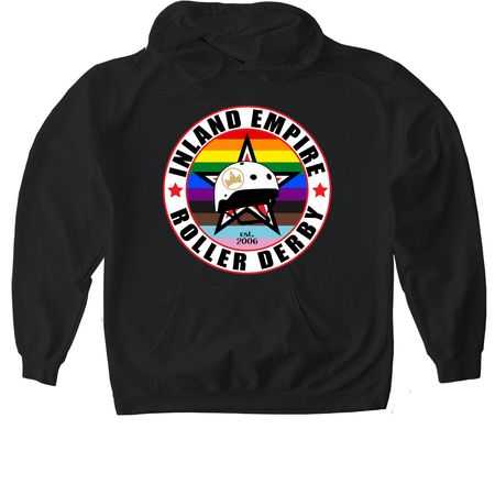 IE Roller Derby Pride Apparel, a Black Gildan Softstyle Pullover Hoodie