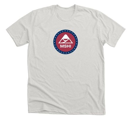 MSHI Celebrates America 250: Mountain Stars, a Heather Cement Premium Unisex Tee