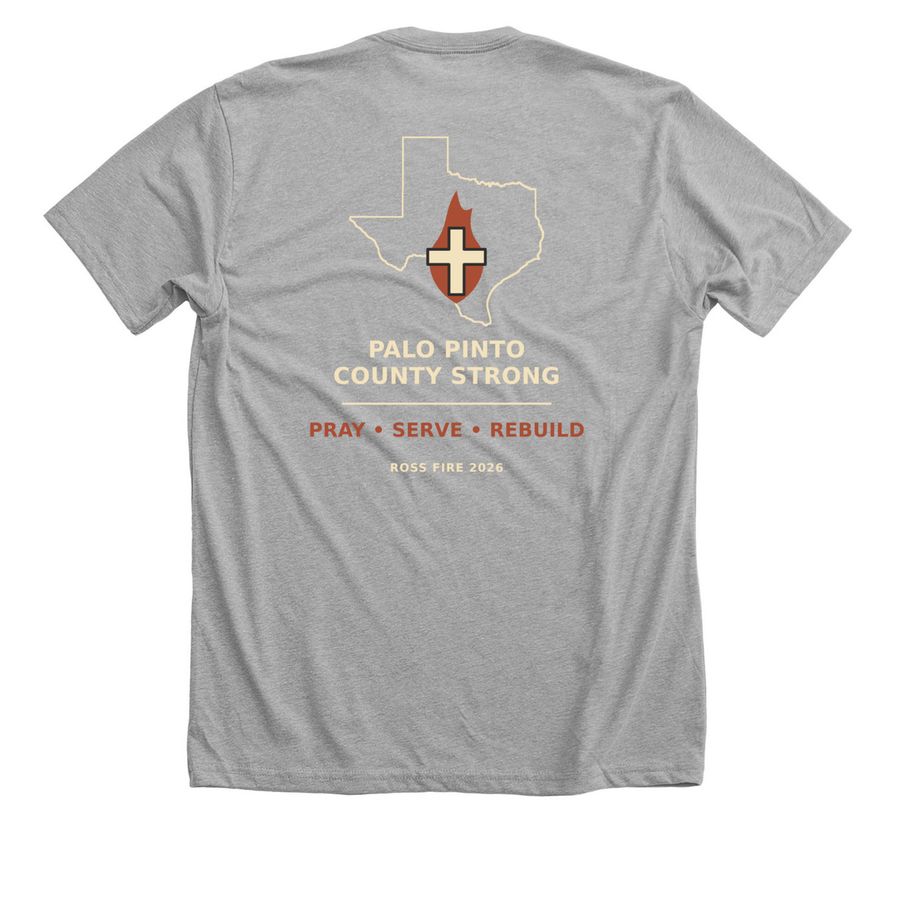Palo Pinto County Strong, a Athletic Heather Premium Unisex Tee (back-view)