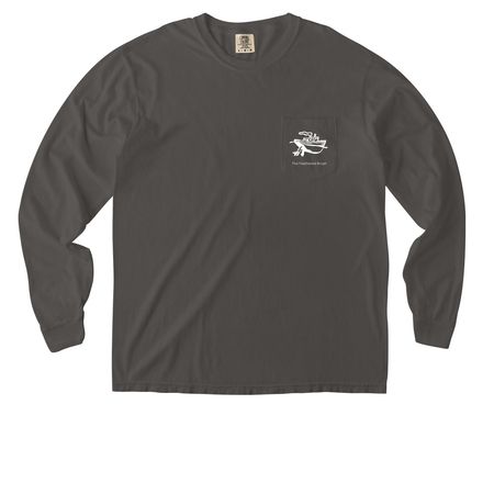 TugDuck Long Sleeve Pocket Shirt, a Pepper Comfort Colors Long Sleeve Pocket Tee