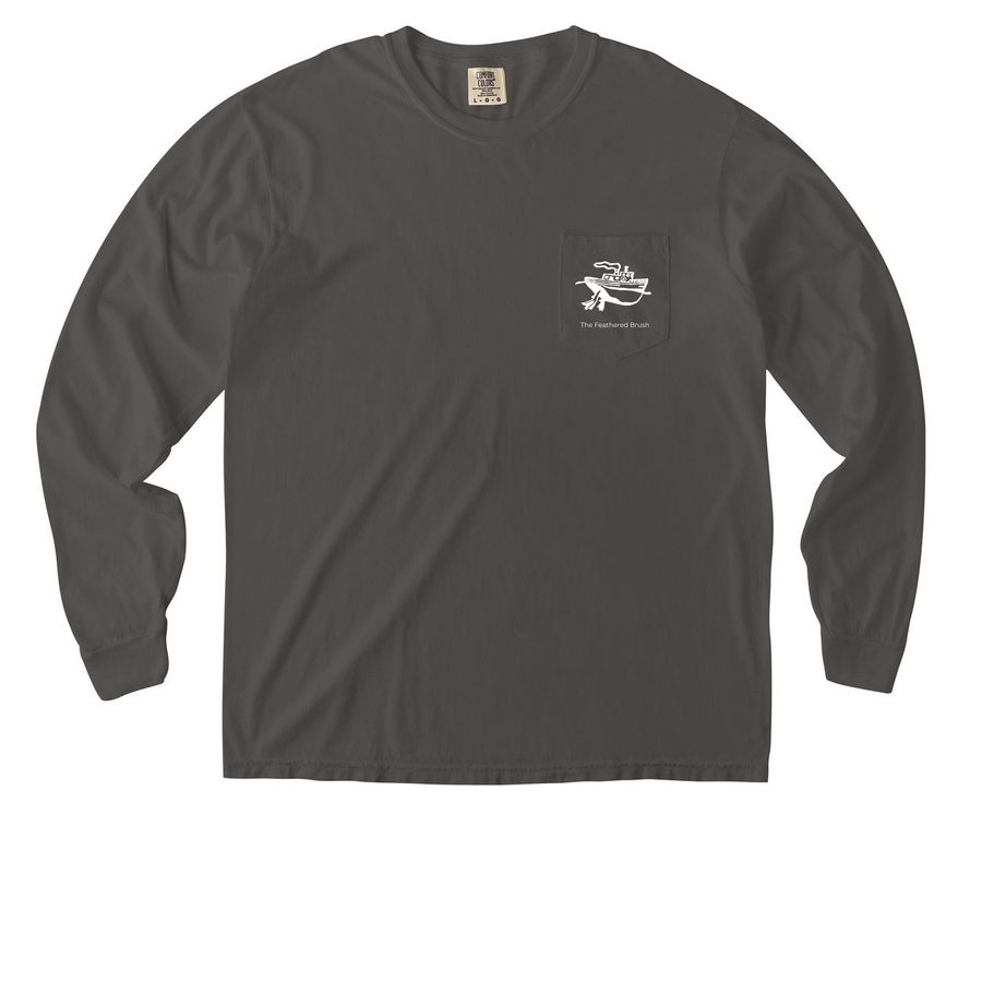 TugDuck Long Sleeve Pocket Shirt, a Pepper Comfort Colors Long Sleeve Pocket Tee
