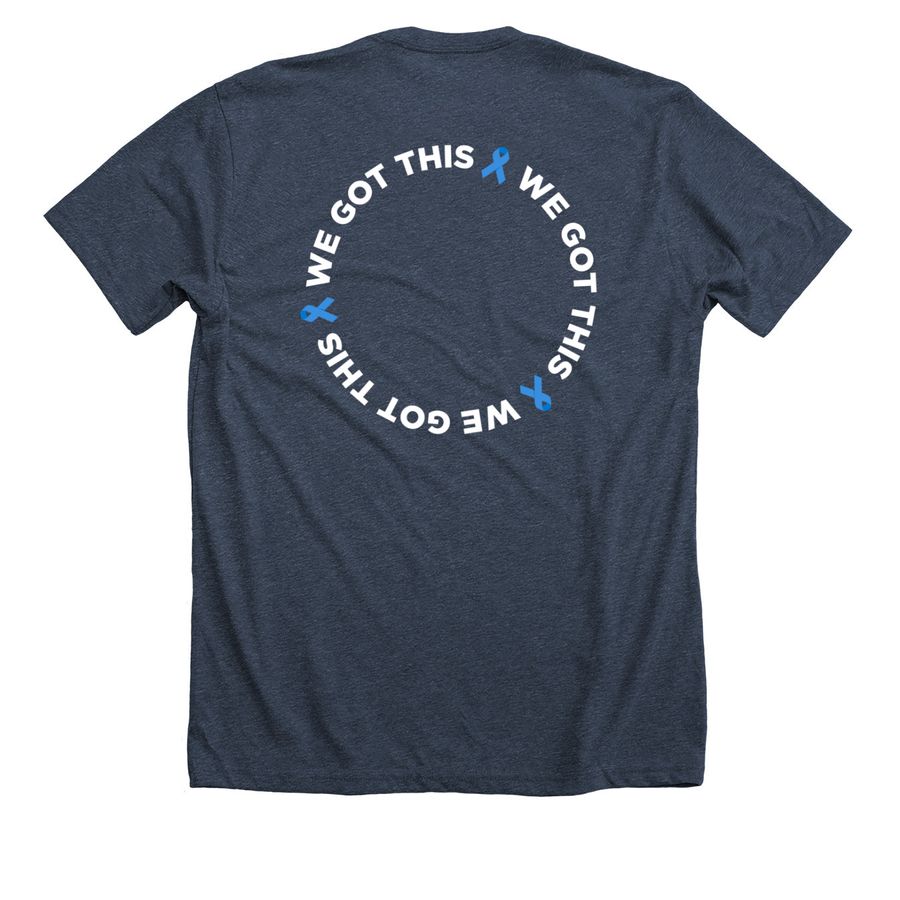 WE GOT THIS, a Heather Midnight Navy Premium Unisex Tee (back-view)