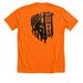 Hunter Strong?, a Neon Orange Premium Unisex Tee (back-view)