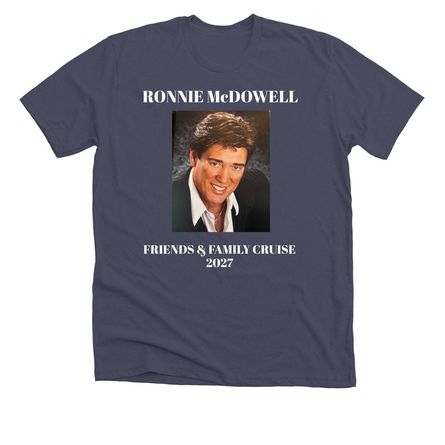 Ronnie McDowell Cruise 2027, a Heather Midnight Navy Premium Unisex Tee