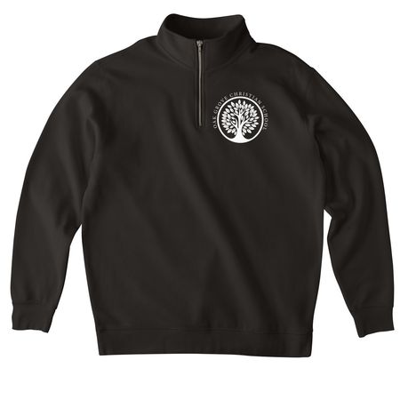 Tree Logo - White, a Black Midweight Quarter Zip Pullover