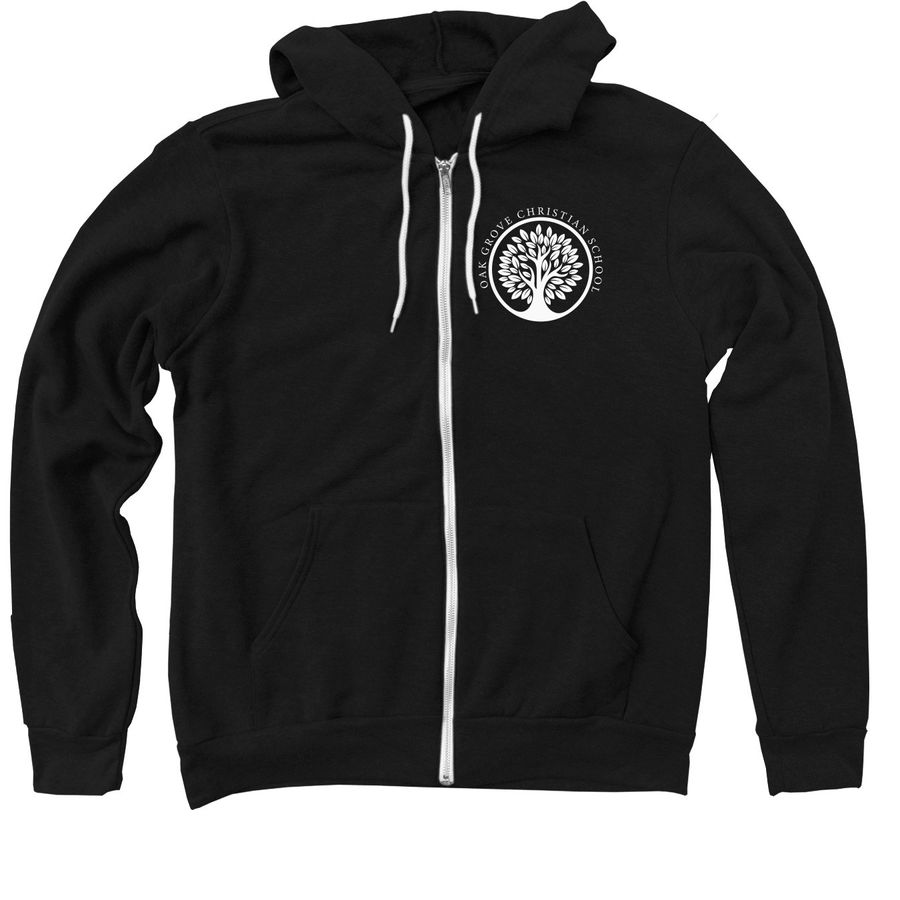 Tree Logo - White, a Black Zip Up Hoodie