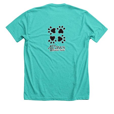 SPAY AND NEUTER SAVES LIVES, a Heather Sea Green Premium Unisex Tee (back-view)