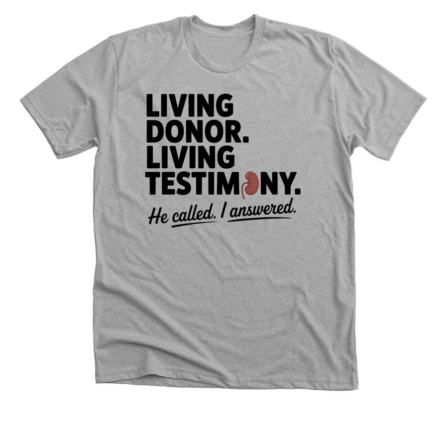 Living Donor - Front Only, a Athletic Heather Premium Unisex Tee