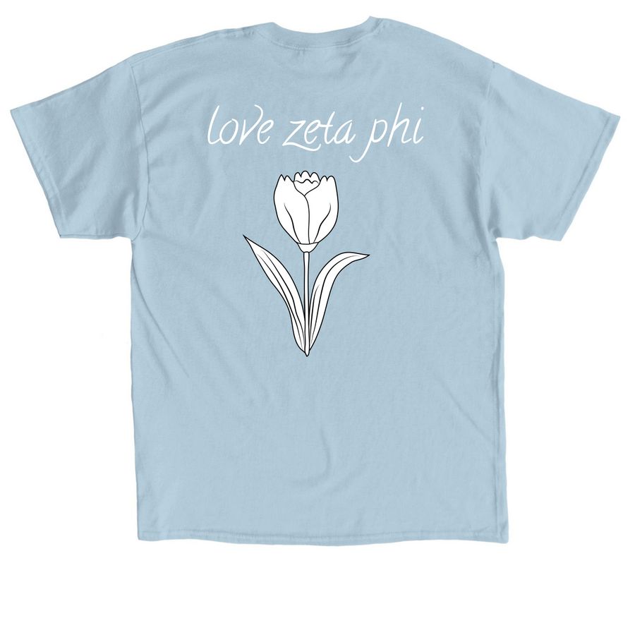 Zeta Phi Sorority T-Shirt Fundraiser, a Light Blue Classic Unisex Tee (back-view)