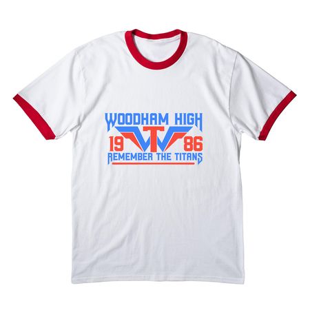 Design by Mia Original Works, a White/ Red Cotton Ringer Tee