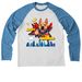 The Underdog League, a Azure Blue/ Bright White Allmade Eco Triblend Colorblock Raglan Long Sleeve Tee