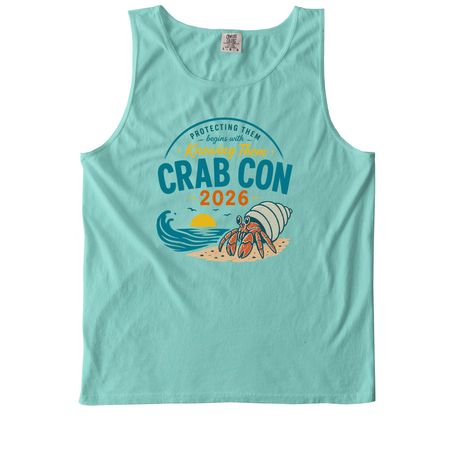 Crab Con Specialty Shirt, a Chalky Mint Comfort Colors Tank Top