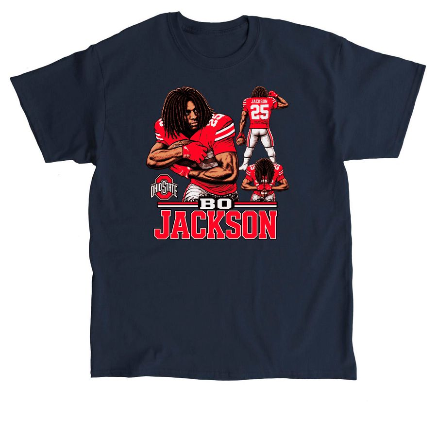 Ohio State Bo Jackson 25 Football T Shirt, a Navy Classic Unisex Tee