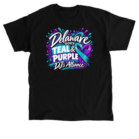 Delaware Goes Teal And Purple 2, a Black Classic Unisex Tee