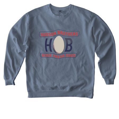 Hudson Brothers Eggs Apparel, a Blue Jean Comfort Colors Crewneck Sweatshirt