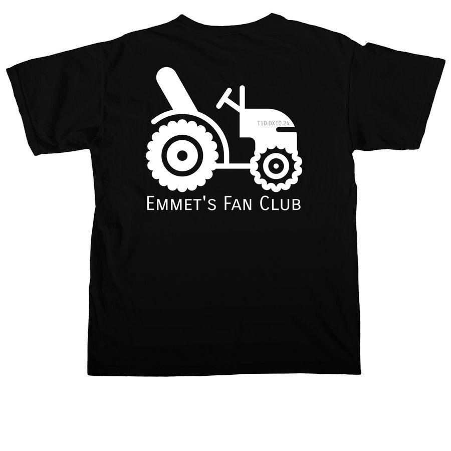 Emmet's Fan Club T1D 2026, a Black Comfort Colors Unisex Tee (back-view)
