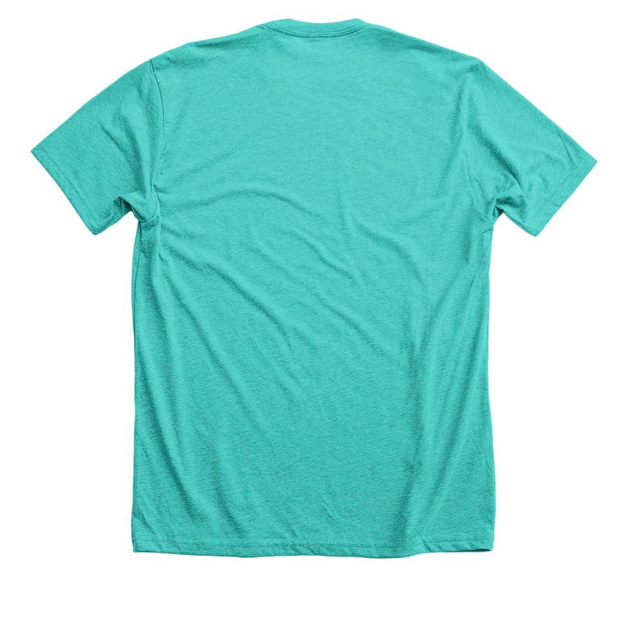Revolutionary Hammer & Sickle Tops, a Heather Sea Green Premium Unisex Tee (back-view)