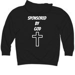 Sponsored by God, a Black Midweight Pullover Hoodie (back-view)