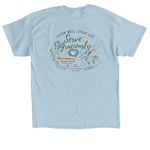 The Gift of Communication Fundraiser Tee, a Light Blue Classic Unisex Tee (back-view)