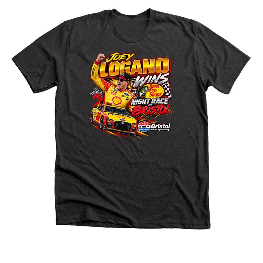 Joey Logano 2026 Bass Pro Shops Night Race Wi, a Dark Grey Heather Premium Unisex Tee