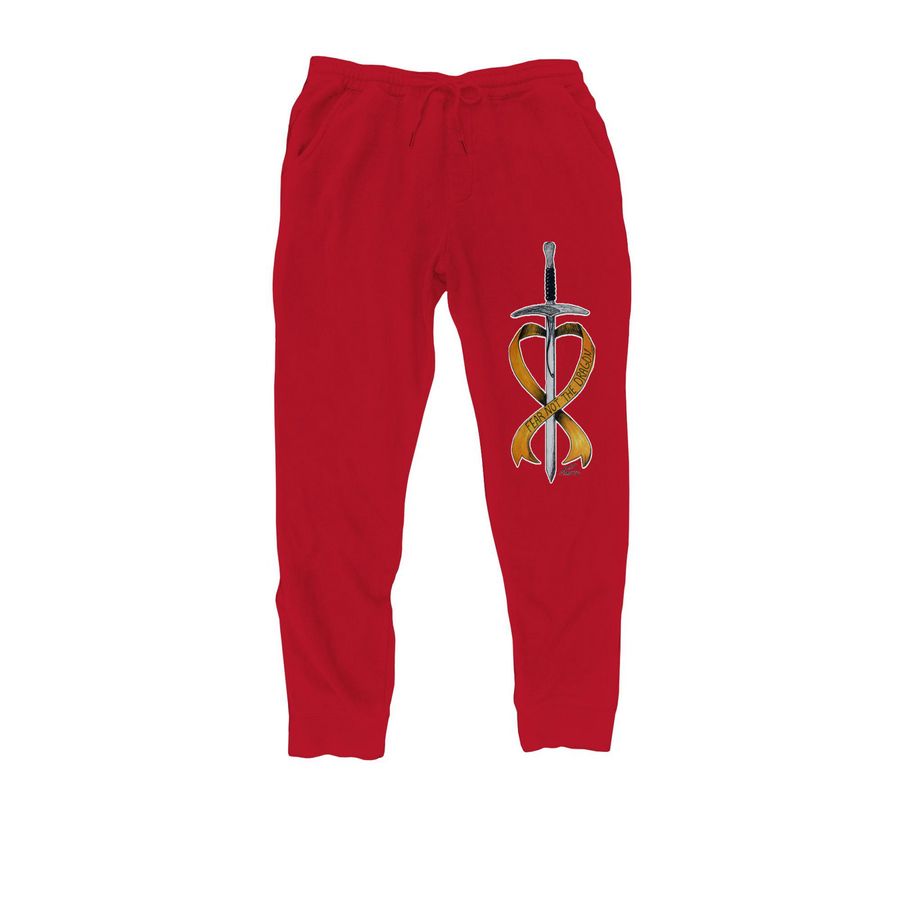 Fear Not the Dragon, a Red Midweight Fleece Joggers