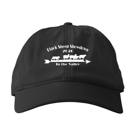 2026 Black Sheep Showdown Hats (White Logo), a Black Printed Eco Baseball Cap